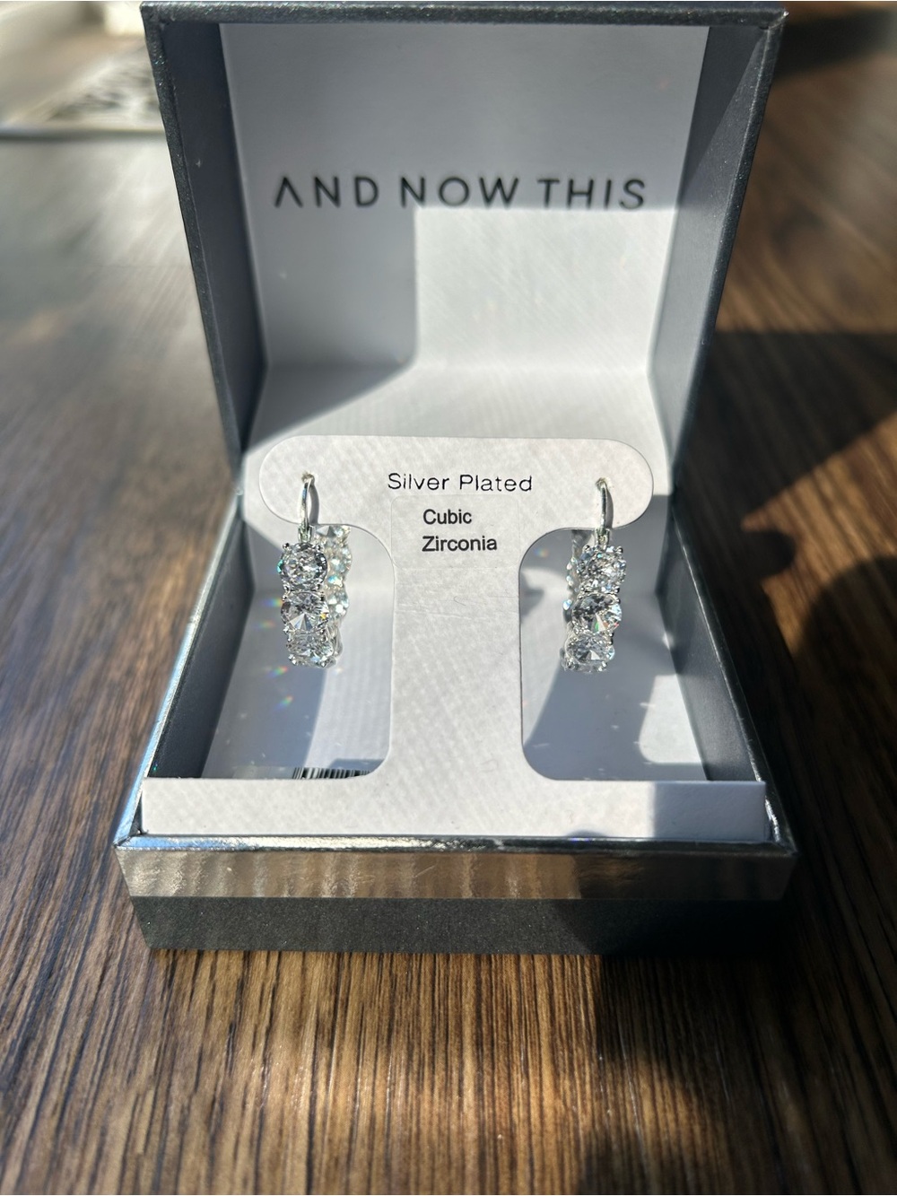 Silver-Plated Cubic Zirconia Hoop Earrings by AND NOW THIS